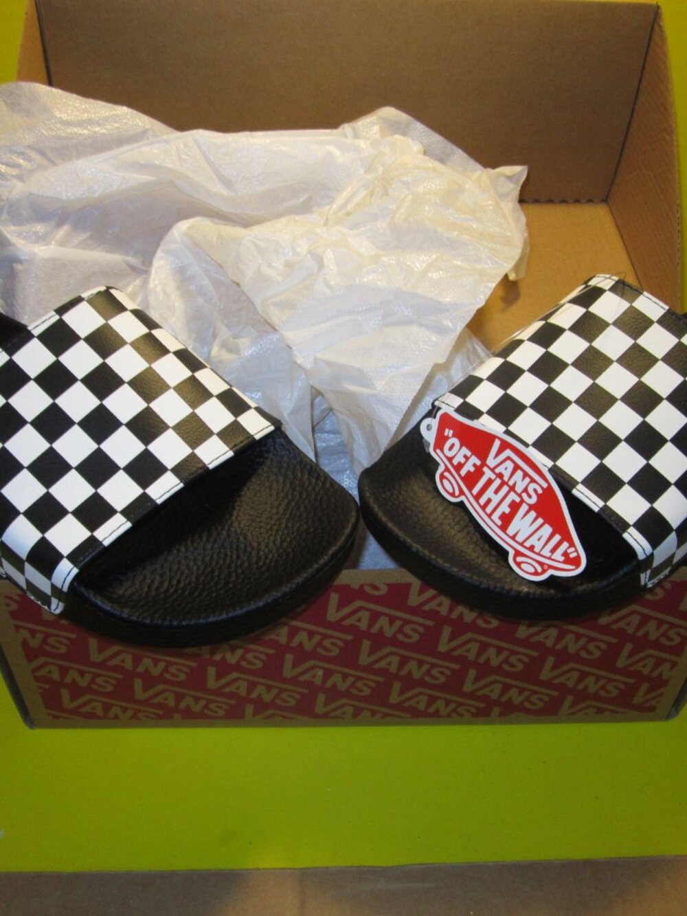 NEW Vans Slide-One Size 10 Checker Black Slides  with Box